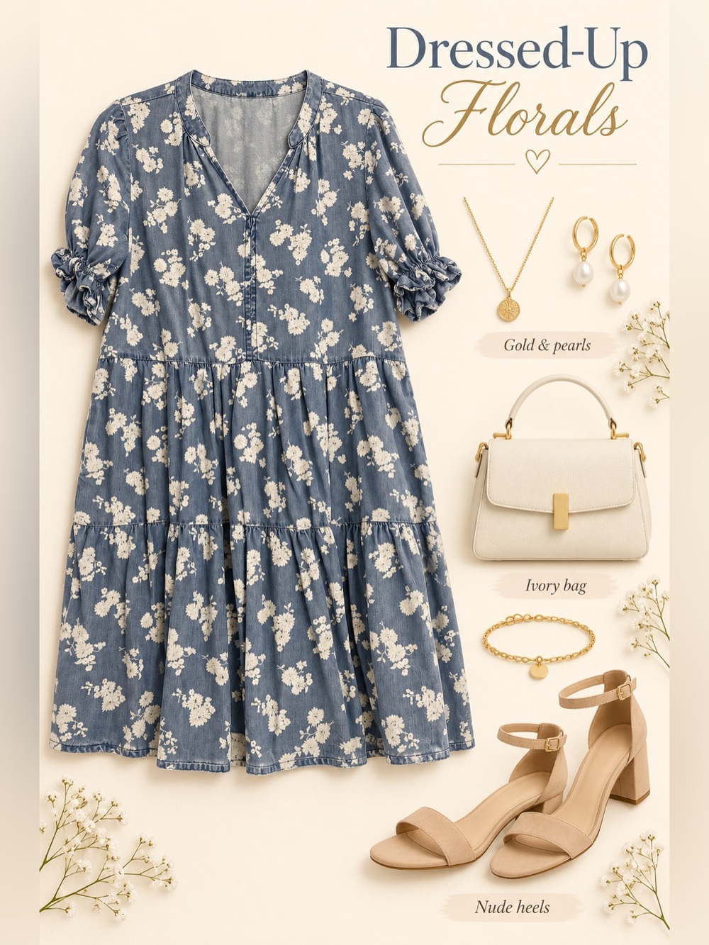 Velvet Heart Blue & White Floral Dress